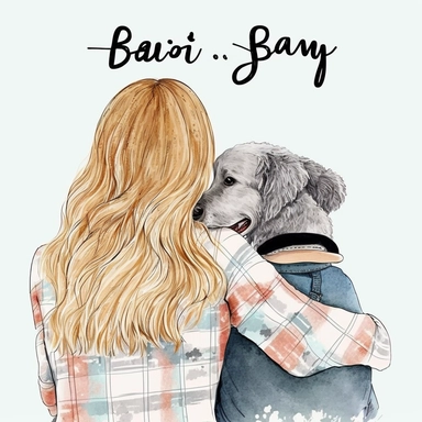 BACK Best Friends Girl with Dog Clipart | BACK Dog Mom PNG files, Fashion Illustration DIY, Free Commercial Use, BACK Dog Lover Customizable Gift Design