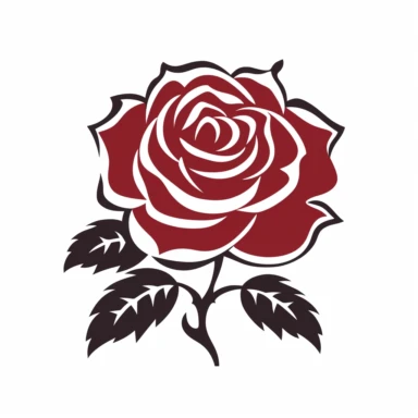 red rose flower silhouette vector flat simple identification symbol white backround white background minimalistic clipart png svg