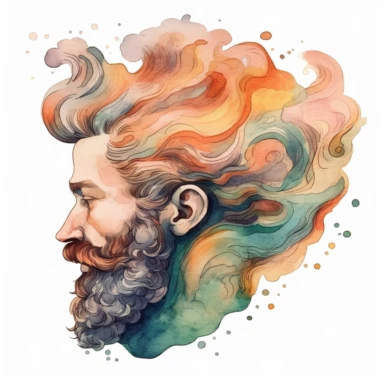 drawing of a jupiter`s beard, in the style of watercolors, harmonic colors, white background, clipart