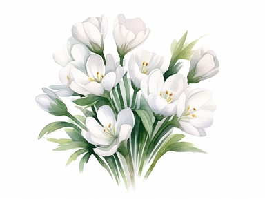 Watercolor White flowers FREESIAS drawing, neutral floral clipart, minimalist flowers watercolor, elegeant blooms, dainty florals, watercolor illustration, hand drawing style,