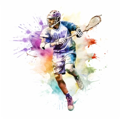 watercolor lacrosse player clipart, white background