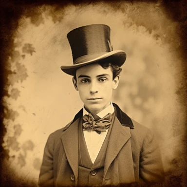 sepia tone old photograph of a young man in a top hat clipart
