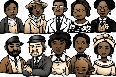 Black History Month clipart, cartoon, white background,