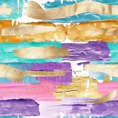 Rainbow Pastel Paint Strokes Clipart, with gold glitter and silver foil
