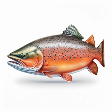 file:///C:/Users/Administrator/Desktop/Salmon.jpg Cute Beautiful Salmon Fish Sublimation Clipart,Cartoon,hyper realistic, intricate detail, illustration style,high solution,on the white background