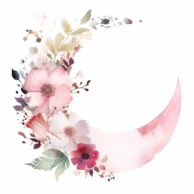 half a circle, minimal, pale pink watercolor flowers, wedding invite, clipart, white background, half circle
