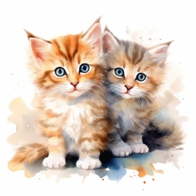 watercolor clipart of kittens