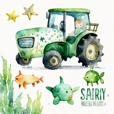 Farm Tractor Watercolor, Green Tractor Boys Clipart Nursery Décor Farm Tractor PNG Commercial Use Farming Vehicles Watercolor Illustration Cute Starfish PNG Clipart Ocean Animals Starfish PNG Adorable Star Fish Water Bubbles Sublimation Starfish Wall Art Printable Print for Kids