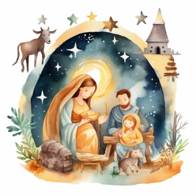 watercolor nativity scene clipart