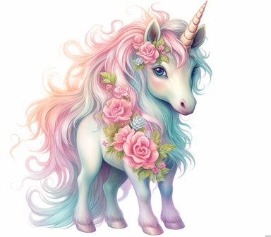 Pastel Beautiful Fairy Baby Unicorn Clipart ,Cartoon,hyper realistic, intricate detail, illustration style,high solution,on the white background , 32k resolution, ultra high definition