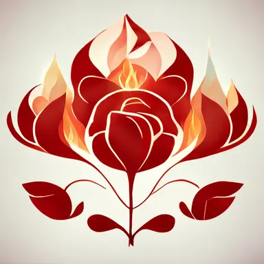 clean, simple, red rose, flames, on fire, vector, clipart