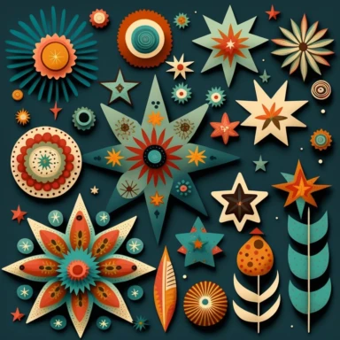 folk art star clipart art