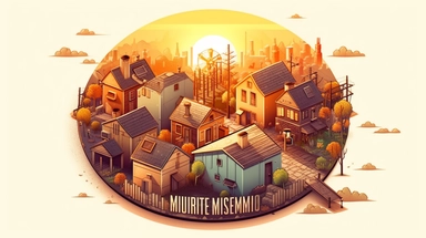 artwork for graphic logo design , majestic slum homes and flowers , sunset, summer, circle shape, movie camera, white background, dull color shades, highly detailed clean, vector image, photorealistic masterpiece, professional photography, realistic, flat white background, isometric, vector, clipart, illustration, realism,