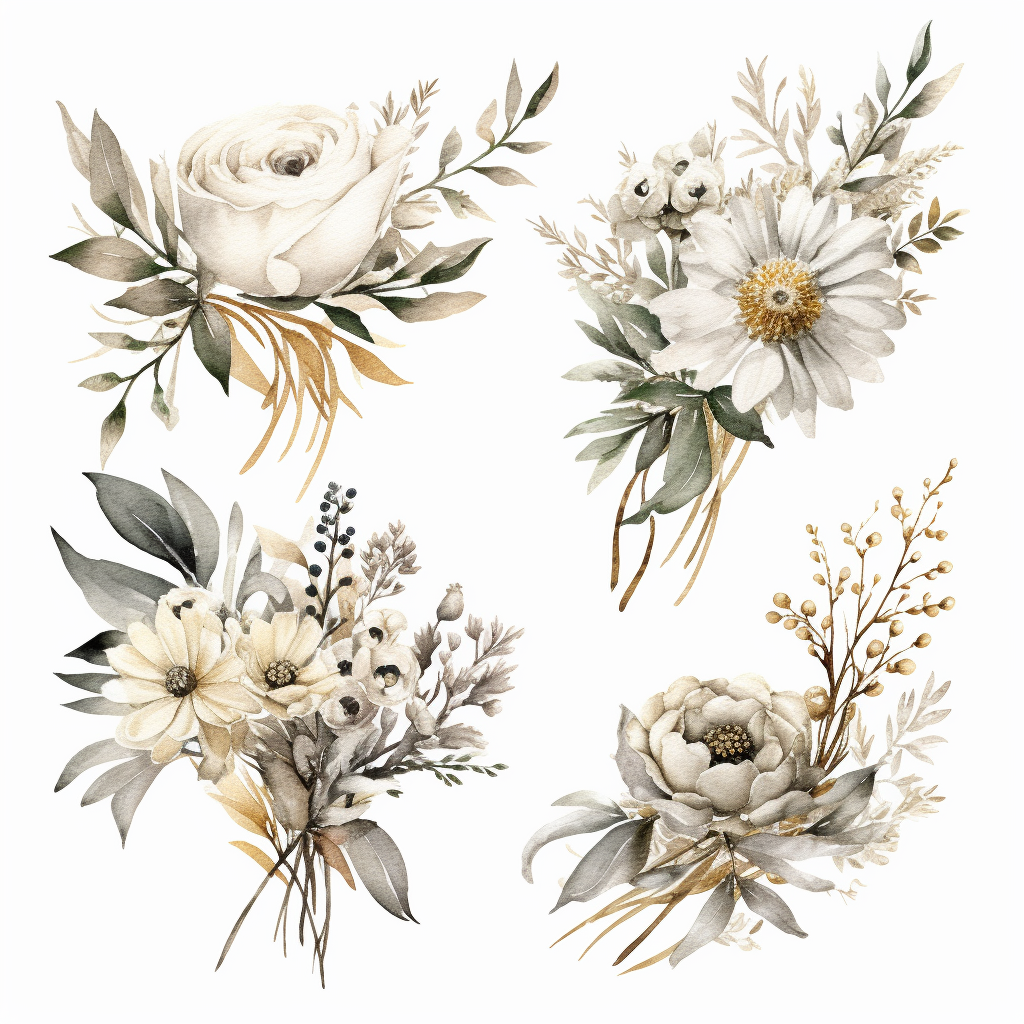 gray flowers cliparts