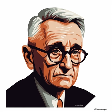 Dale Carnegie, clipart, cartoon, high contrast, vector illustration, media intrusion art, animated gifs, White background