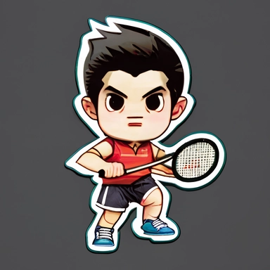 Play badminton player Sticker，clipart