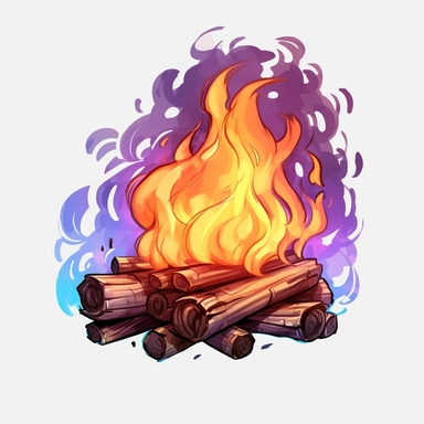 wood burning fire fire on transparent background free clipart, in the style of digital painting and drawing, 2d game art, scoutcore, anime-influenced, cabincore, high resolution, light sky-blue and dark maroon