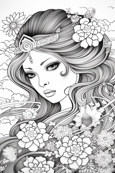 tattoo Custom Color Palette: Work with your tattoo artist to create a custom color palette for your tattoo. Choose colors that hold personal meaning or that complement your skin tone, resulting in a personalized and meaningful tattoo, anime style black and white full page pattern coloring page for kids, isolated, black and white, line art, printable outline art, thin lines, digital art, clip art, isolated, anime style, full page, award winning art