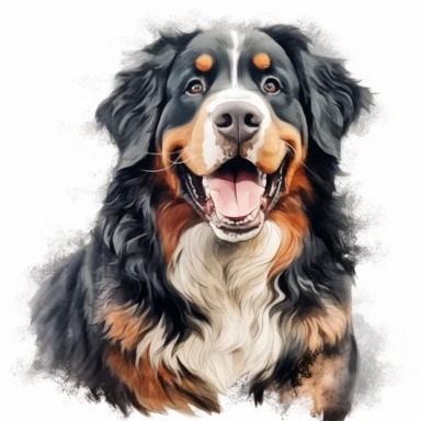 Bernese Mountain Dog clipart, original hand drawing, watercolor, understated and flawless for t shirt and cup printing, happy cute smily Basset Hound , transparent background, realistic painting, portrait without writing , style of the artwork, mood of the aartwork, vector, contour , white background, 8K quality, ultra detailed , without signature and without meaningless lines, clipart, white background, High Quality, no writting background, no writting, ultra detailed, no symbol, without logo a