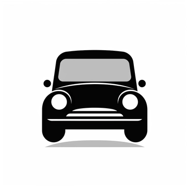 tiny simple iconic simplified simplistic single car icon flaticon clipart iconography, black and white, in the middle, no frame, white background