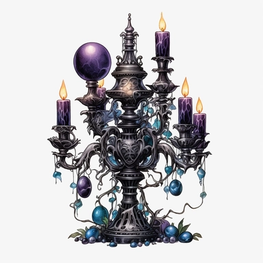 Watercolour dark fantasy black royal gothic deadly nightshade candelabra with deadly nightshade lantern and dark magic gothic books magnificent details PNG image,ultra highly detailed, 18k, sharp focus, bright photo with rich colours digitally enhanced, enhanced graphics, straight, sharp focus, bright lighting, intricate detailed png image ,high definition,300dpi,graphic clipart,computer graphics