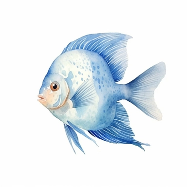 an elegant baby angelfish clipart with watercolor illustration,full body shot,8k,etsy style, white background