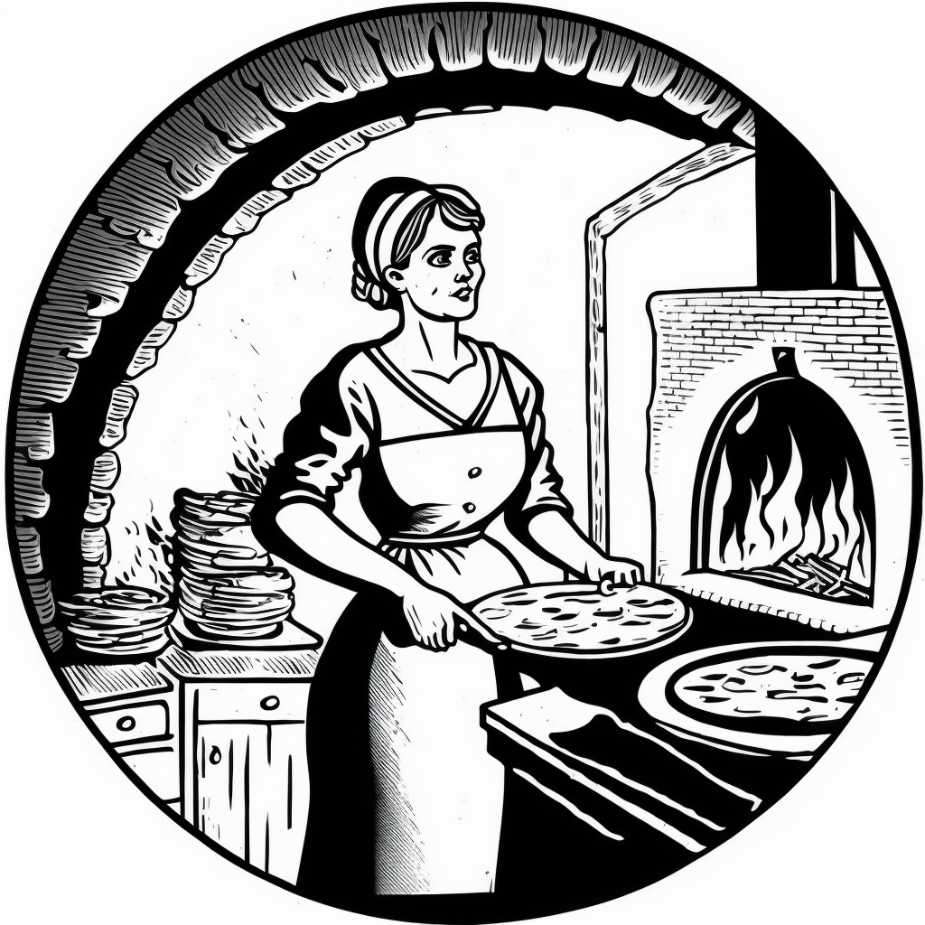 Norwegian woman forty years, putting lefse in oven, Black and white ...