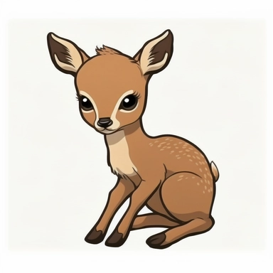 cartoon of mutt mixed baby deer, cute, funny, clipart style, vector style, white background
