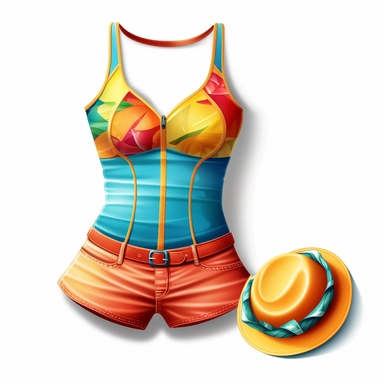 two-piece bikini suit clipart, white background