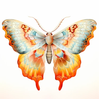 watercolor clipart white background atlas moth flying beautiful colorful sunny light blue and white gorgeous colors intricate still lifes light orange and yellow