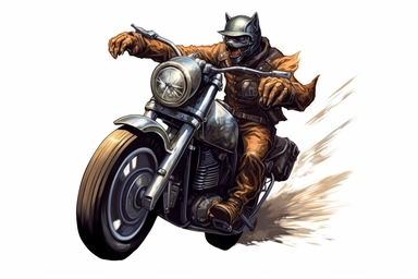 An Anthropomorphic character Horse riding a motorcycle, dynamic sports graphic, by David Uhl, Clean vector art, clipart, sticker, black on white background