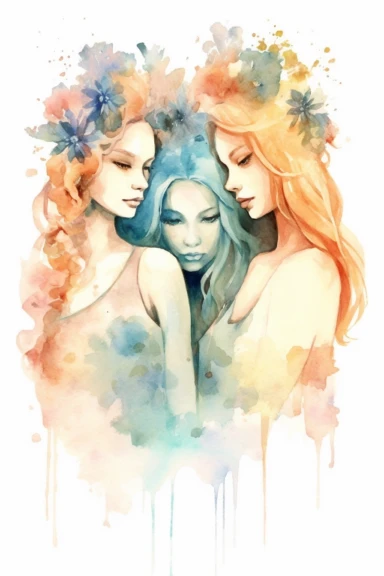 3 sisters watercolor clipart