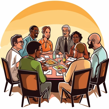 multiracial chemistry governance lunch clipart icon