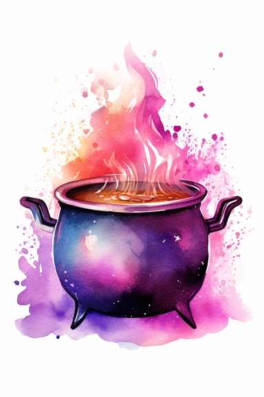 cauldron watercolor clipart cute isolated on white background