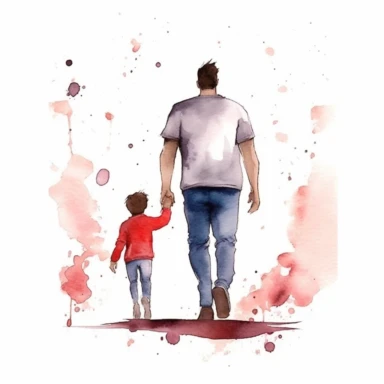 Father's day beautiful clipart, dad standing, watercolor, clipart, back view, heartmelting, love, relationship, minimal