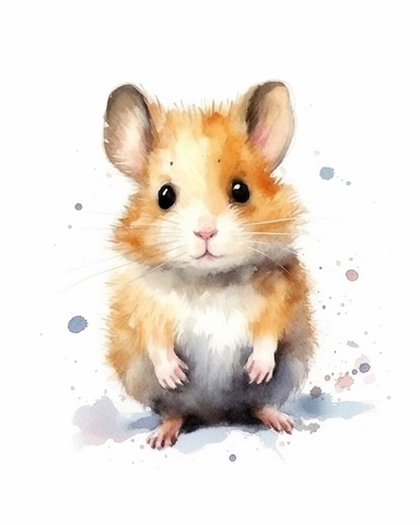 a realistic baby hamster clipart with watercolor illustration, full body shot ,8k, style of Bohemian, style of Anna Süßbauer and Jon Klassen,vector, Vector, white background,Solid Background, Sharpness and clarity, masterpiece, trending on Artstation and Dribbble.