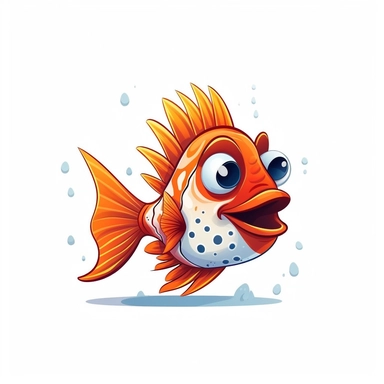 friendly cartoon fish modern clipart vector, white background, no outline