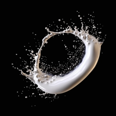 milk splash or round swirl with drops with clipping path isolated on black background,should be insanely detailed