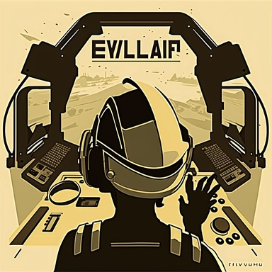 excavator cockpit, worker wearing vr headset, poster, simplistic, abstract, vector, 2d illustration, clipart, few colors