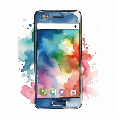 watercolor clipart of one single smart phone