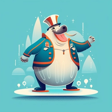 Showcasing a whimsical cartoon Walrus wearing ice skates and performing a figure skating routine. The design should capture the Walrus's playfulness and add a touch of Canadian flair. The artwork can be dynamic and energetic, with the walrus striking a pose mid-skate.r, that can be used as a sticker, colorful, highly detailed, white background, style of pixar clipart, white background,--no cut off edges