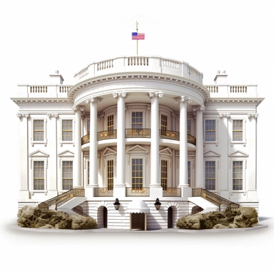 clipart White House , America , interior design , photo realistic, white background
