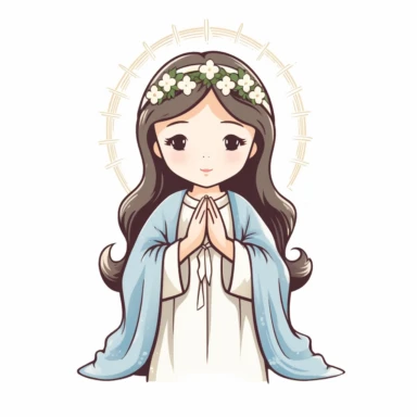 adorable simple holy mary clipart, white background