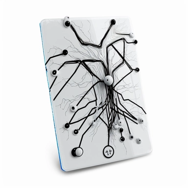 a game card made with eletric ghost wires, white background,simple, technological, friendly, easy, abstract, forms, clipart, sophisticated, generic, premium, hollistic, powerfull, peacefull, clean