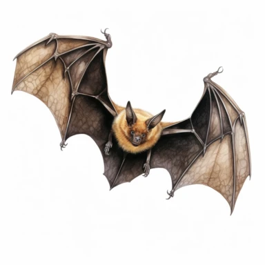 Bat full body, watercolor, sharp illustration clipart, insane detail, white background