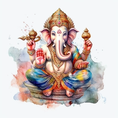 realistic watercolor ganesh clipart illustration