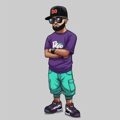 dope boy mascot guy, cartoon, flat, clipart, high quality, 4k 8k