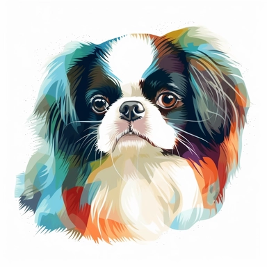 japanese chin, vector art, in the style of abstract art, clipart, white background, rounded corners