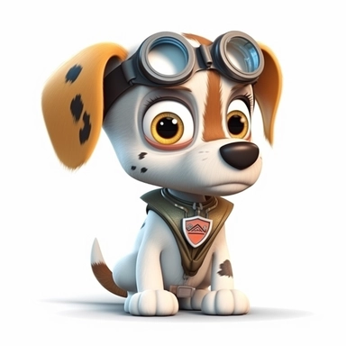 sticker clipart cartoon of a cute puppy doctor, dressed properly with gear,3D, disney pixar style, puppy eyes, looking at athe camera, white background ,high definition, high resulotion, highly detailed