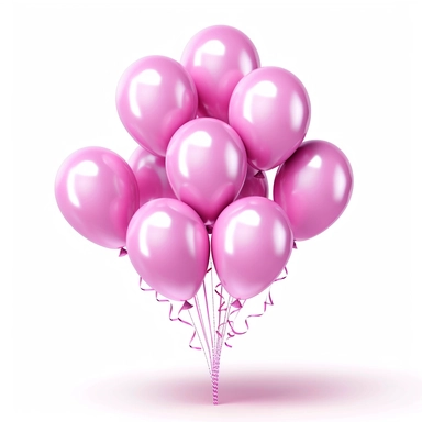 pink birthday balloons. Clipart, white background
